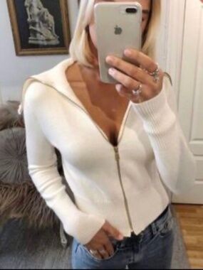 Zara Knit Sailor Collar Knit i Sweater – Size S Thick Material Collared Sweater